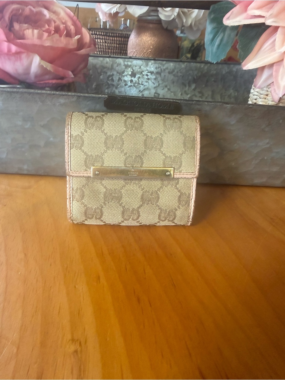 Gucci Beige Monogram Canvas Wallet with Pink Trim 1127161147 project